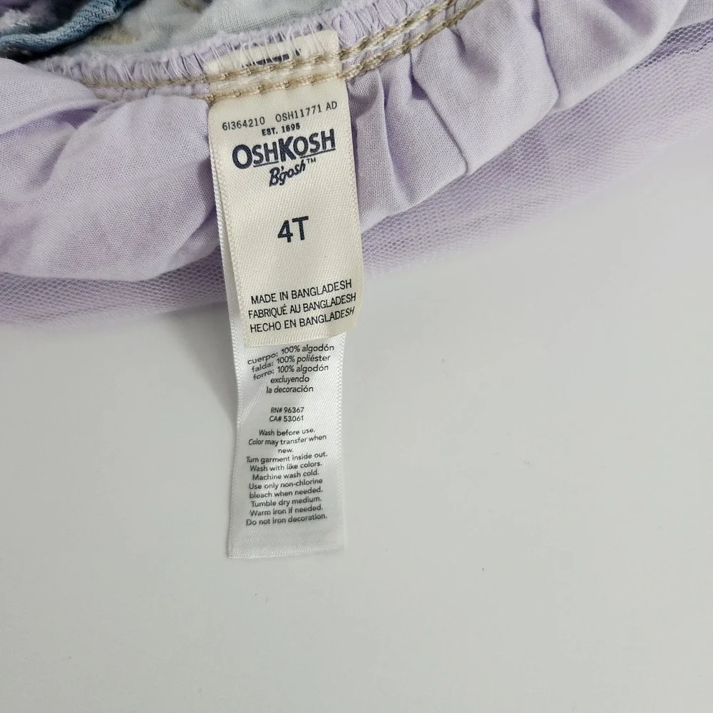OshKosh Bgosh Girls 4T Denim‎ Unicorn Tutu Overall Dress Blue Purple